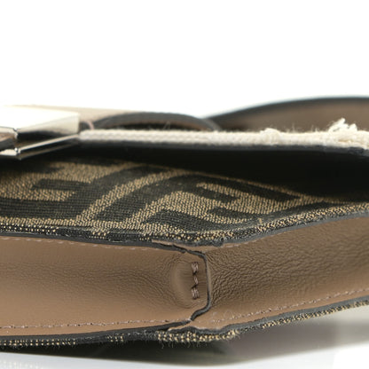 Fendi Fabric Jacquard Canvas Vitello Grace Pequin FF 1974 Baguette Belt Pouch Tobacco Moro Grezzo Sand 6 of 12