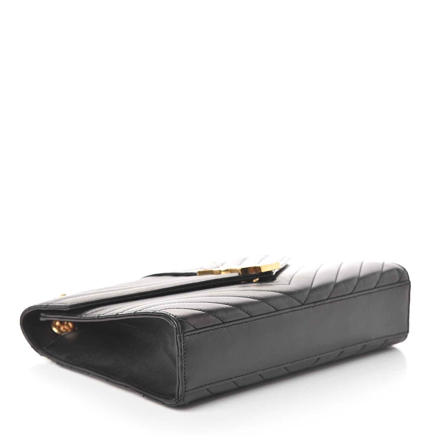 Lambskin Matelasse Chevron Medium Monogram Satchel Black