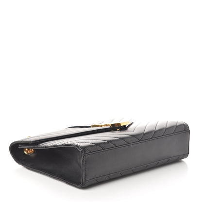 Saint Laurent Lambskin Matelasse Chevron Medium Monogram Satchel Black 3 of 8
