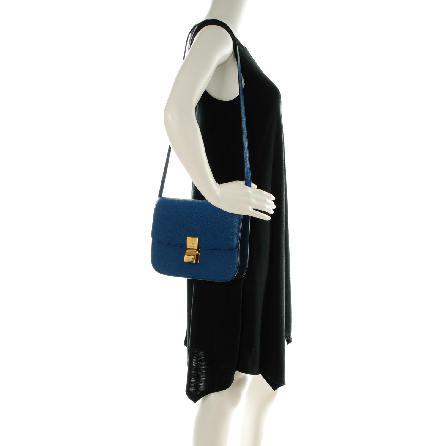 Celine Goatskin Medium Classic Box Flap Bag Sea 2 of 7