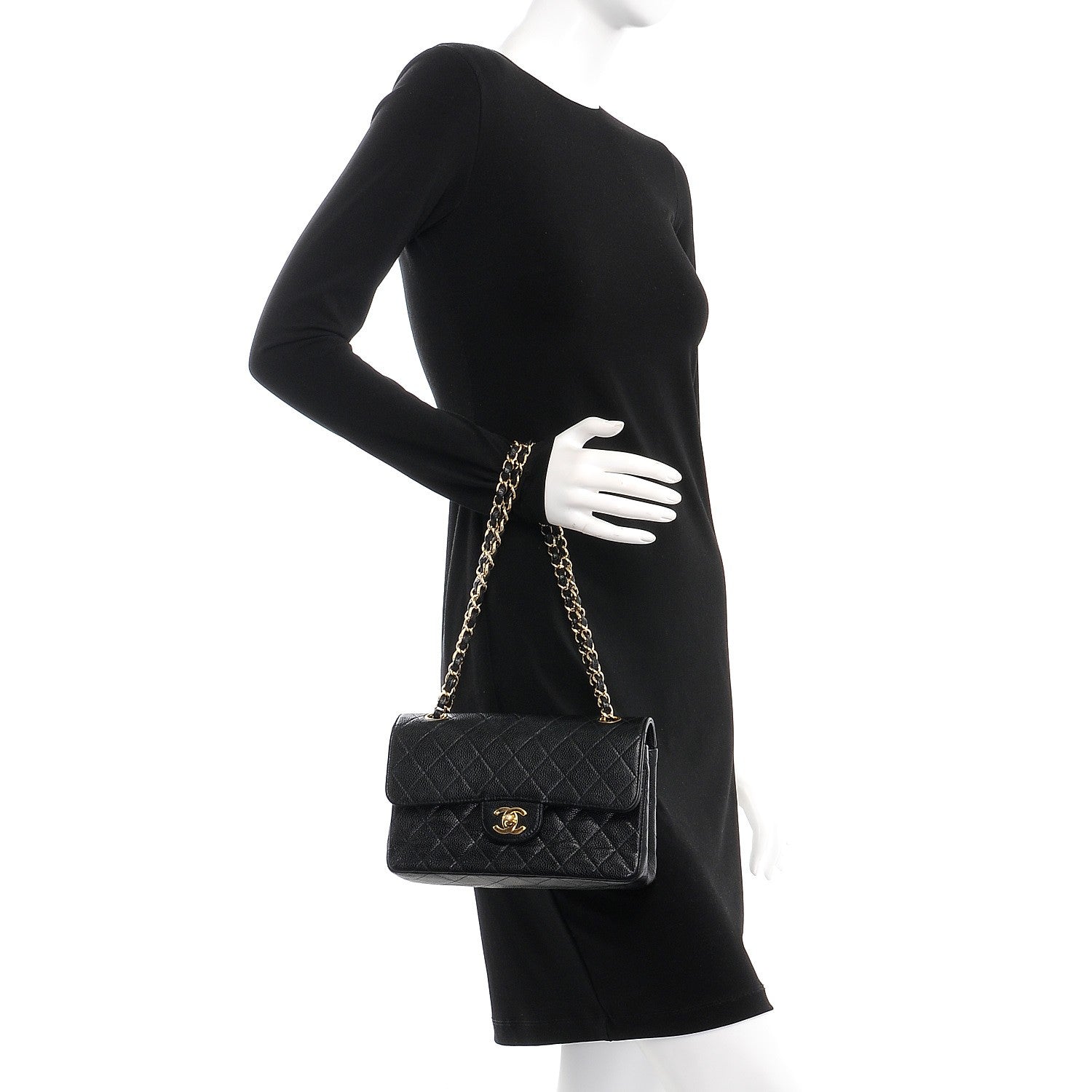 Chanel Caviar Quilted Medium Double Flap Black 3 of 15