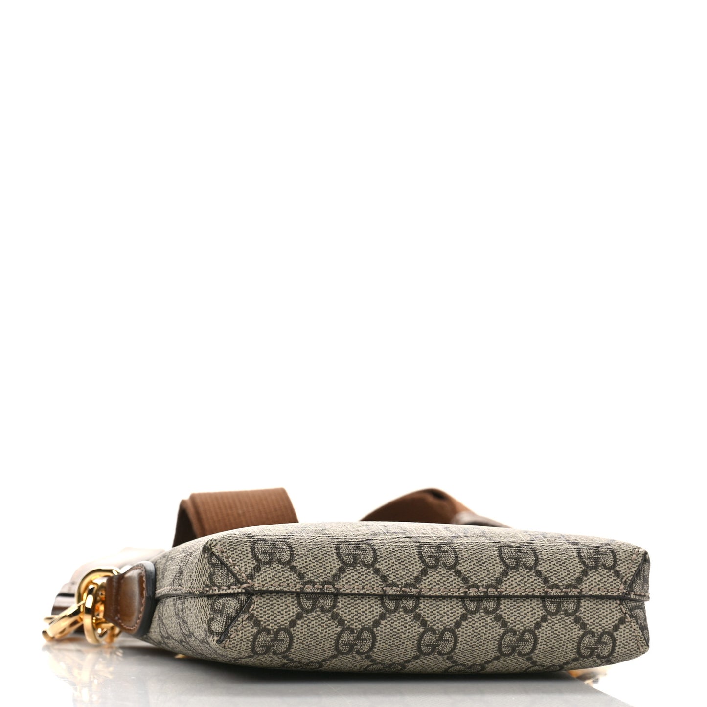 GG Supreme Monogram Azalea Calfskin Small Retro Interlocking G Wristlet Messenger Bag Beige Ebony Brown Sugar
