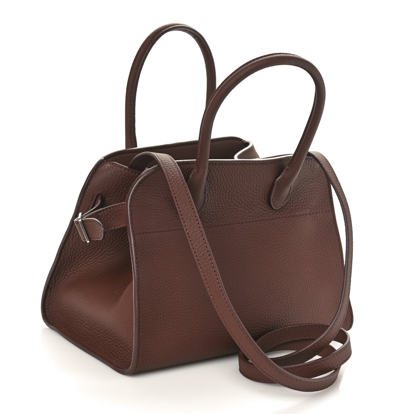 Grained Calfskin Soft Margaux 10 Bag Dark Mocha