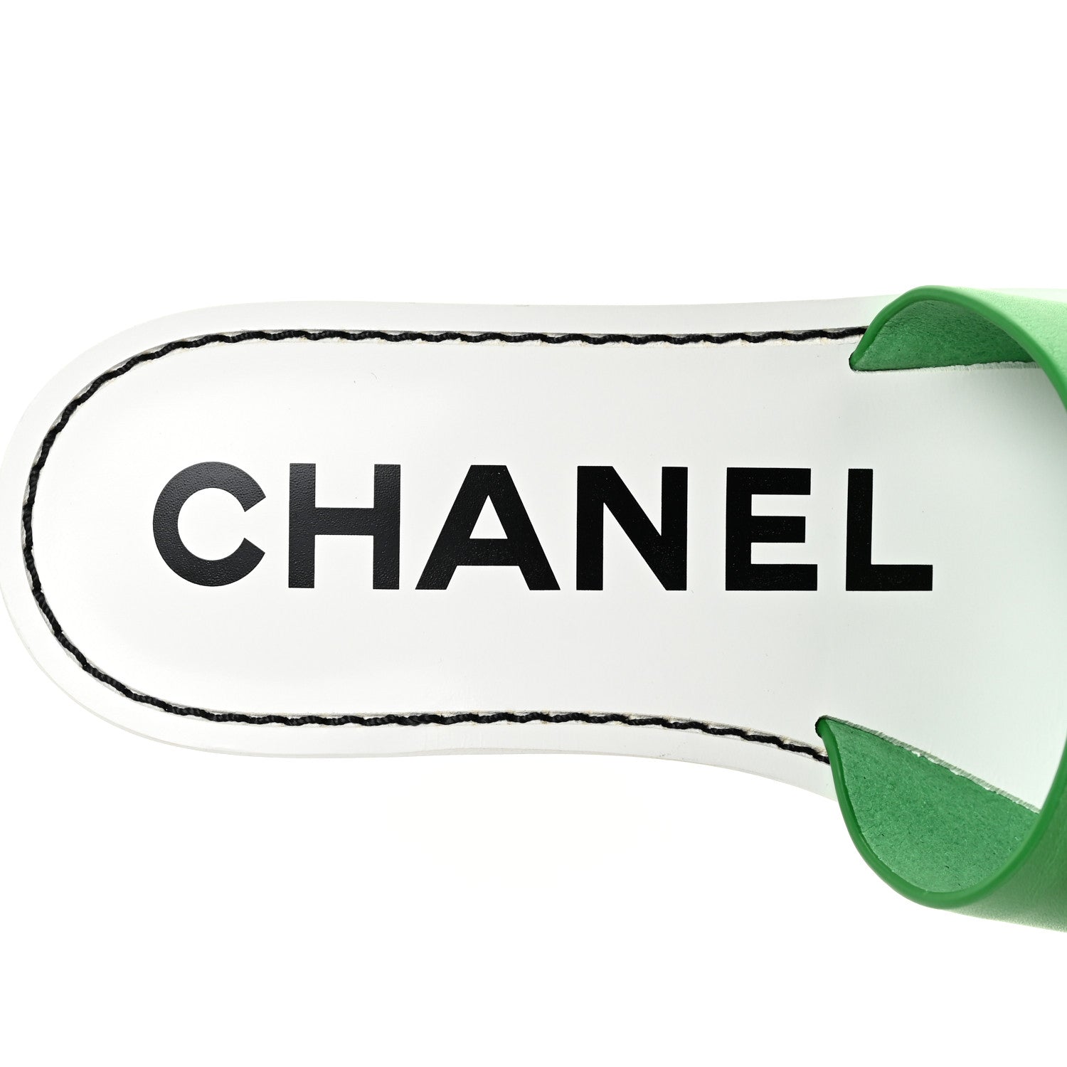 Chanel Lambskin CC Mules 37.5 White Green 10 of 12