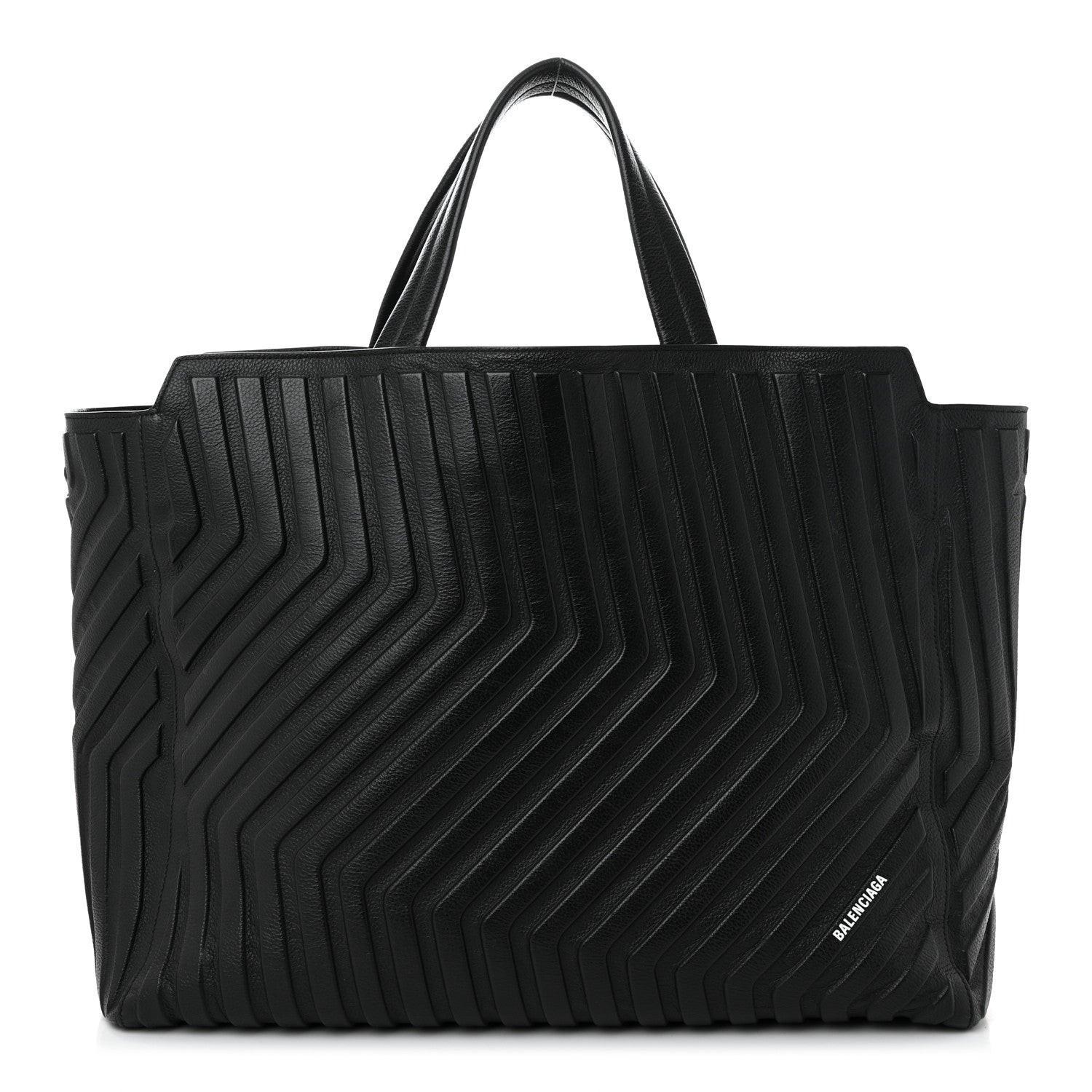 Balenciaga Grained Calfskin Embossed Large Car East West Tote Black 1 of 10