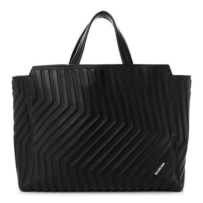 Balenciaga Grained Calfskin Embossed Large Car East West Tote Black 1 of 10
