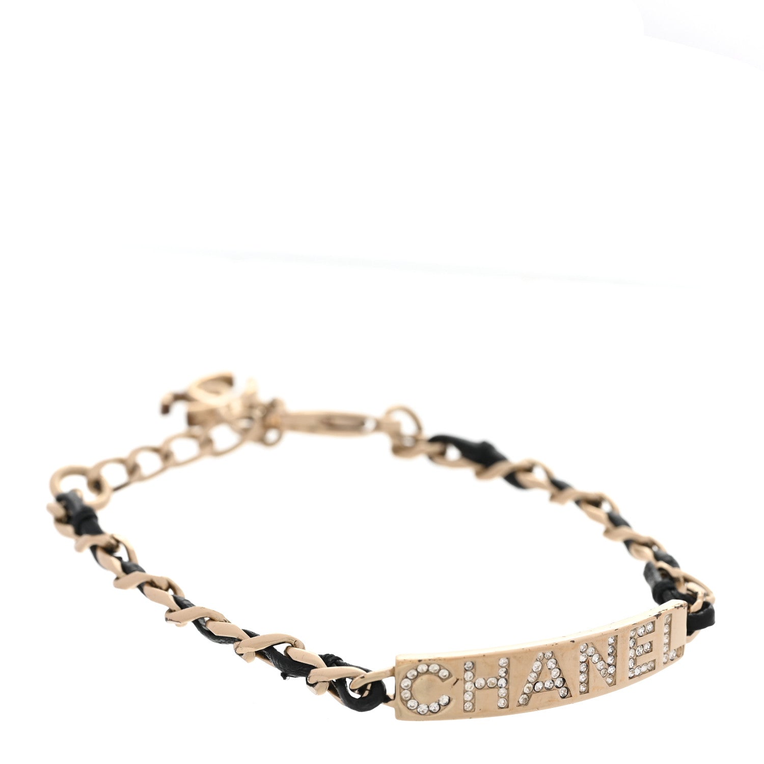Chanel Metal Lambskin Crystal Sergeant Chanel Bracelet Gold 1 of 5