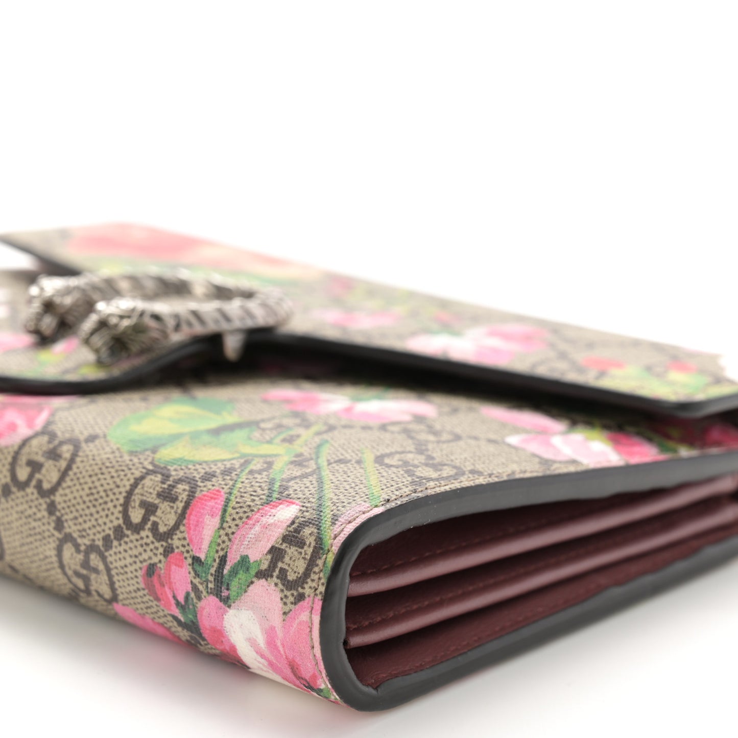 GG Supreme Monogram Blooms Mini Dionysus Chain Wallet Beige Multicolor Dry Rose
