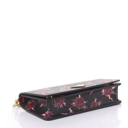 Prada X UNIVERSAL STUDIOS Saffiano Frankenstein Rose Chain Wallet Lacca 4 of 9