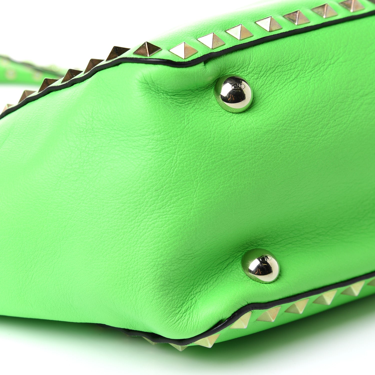 Valentino Garavani Vitello Small Rockstud Tote Green Fluo 9 of 12