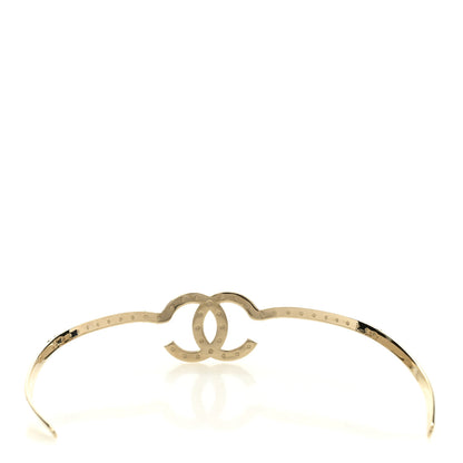 Chanel Metal Crystal CC Headband Light Gold 4 of 5