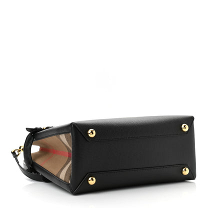 Burberry Derby Calfskin House Check Small Banner Tote Black 4 of 10