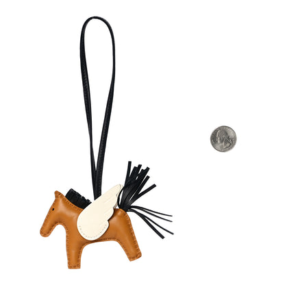 Hermes Milo Lambskin Grigri Rodeo Pegase Horse Bag Charm GM Sesame Black Nata 2 of 5