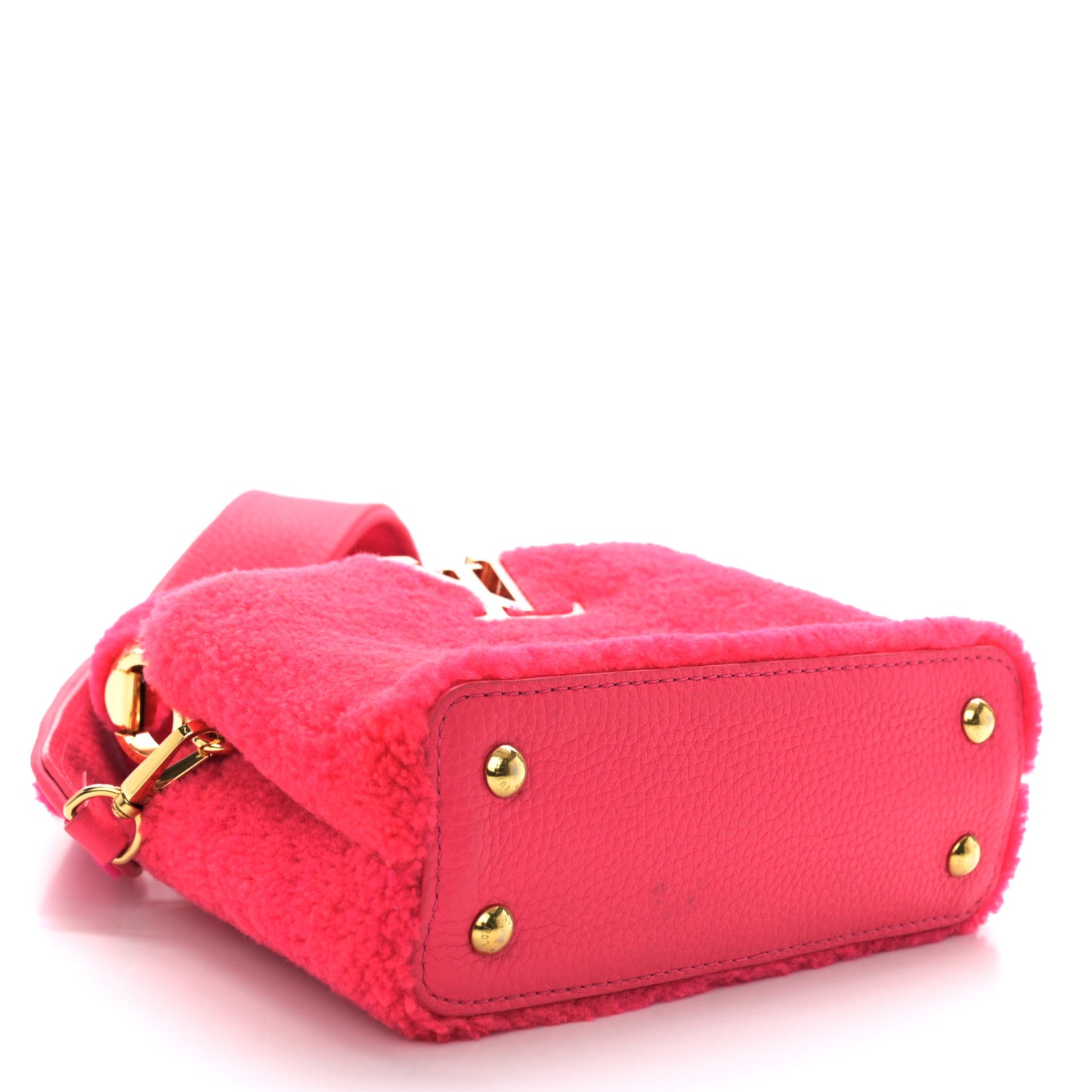 Shearling Calfskin Capucines Mini Pink