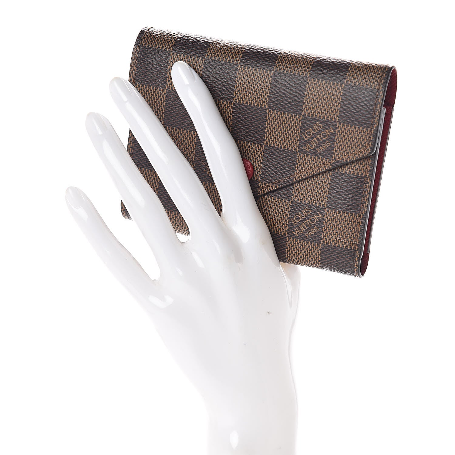 Louis Vuitton Damier Ebene Victorine Wallet Red 2 of 6