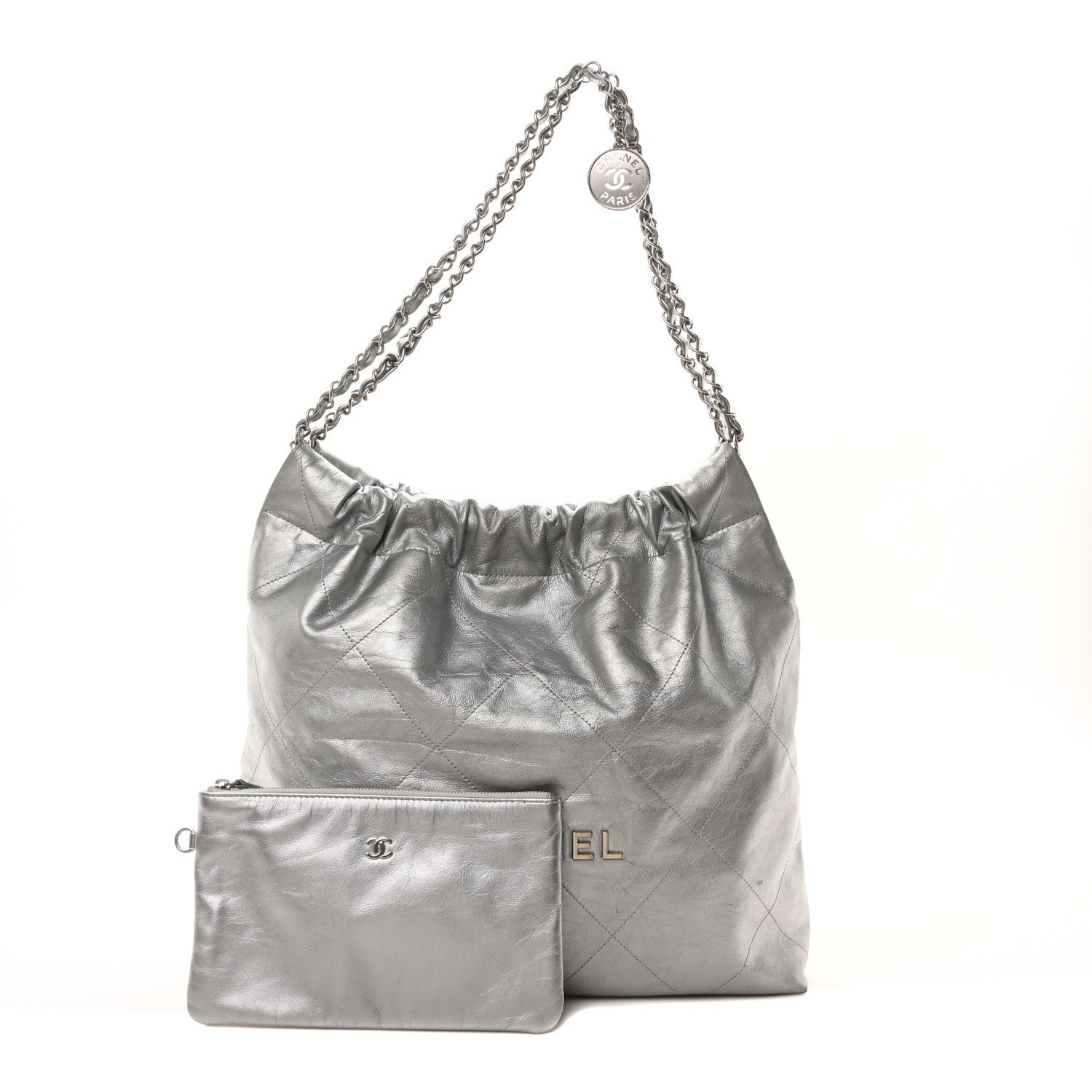 Chanel Metallic Calfskin Quilted Chanel 22 Silver 3 of 10