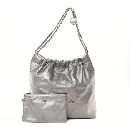 Chanel Metallic Calfskin Quilted Chanel 22 Silver 3 of 10