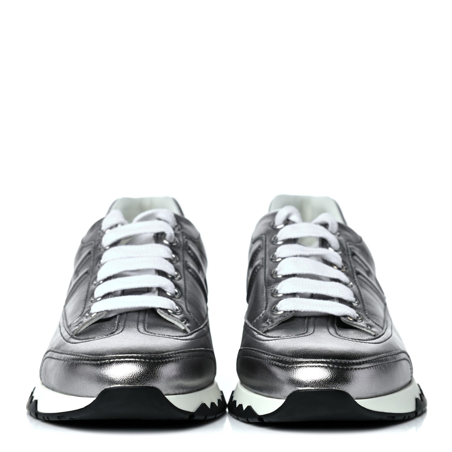 Metallic Nappa Womens Trail Sneakers 38 Gris Argente