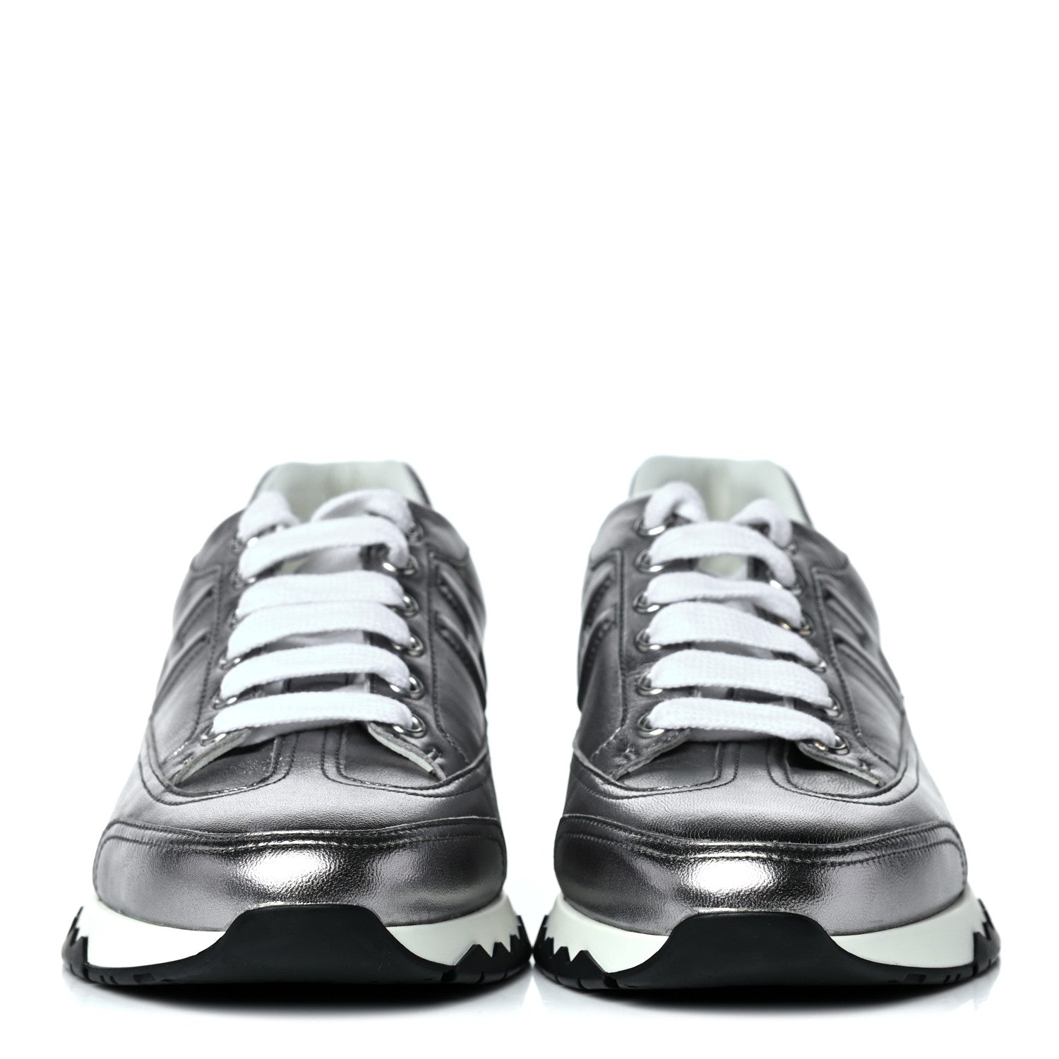 Hermes Metallic Nappa Womens Trail Sneakers 38 Gris Argente 2 of 12