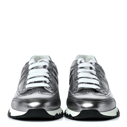 Hermes Metallic Nappa Womens Trail Sneakers 38 Gris Argente 2 of 12