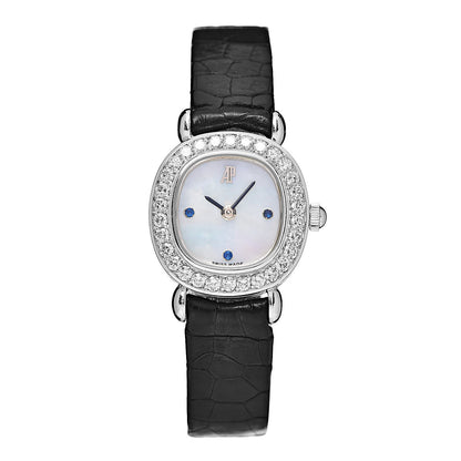 Audemars Piguet 18K White Gold Alligator Diamond Bezel Mother of Pearl 20mm Manual Winding Watch 1 of 8