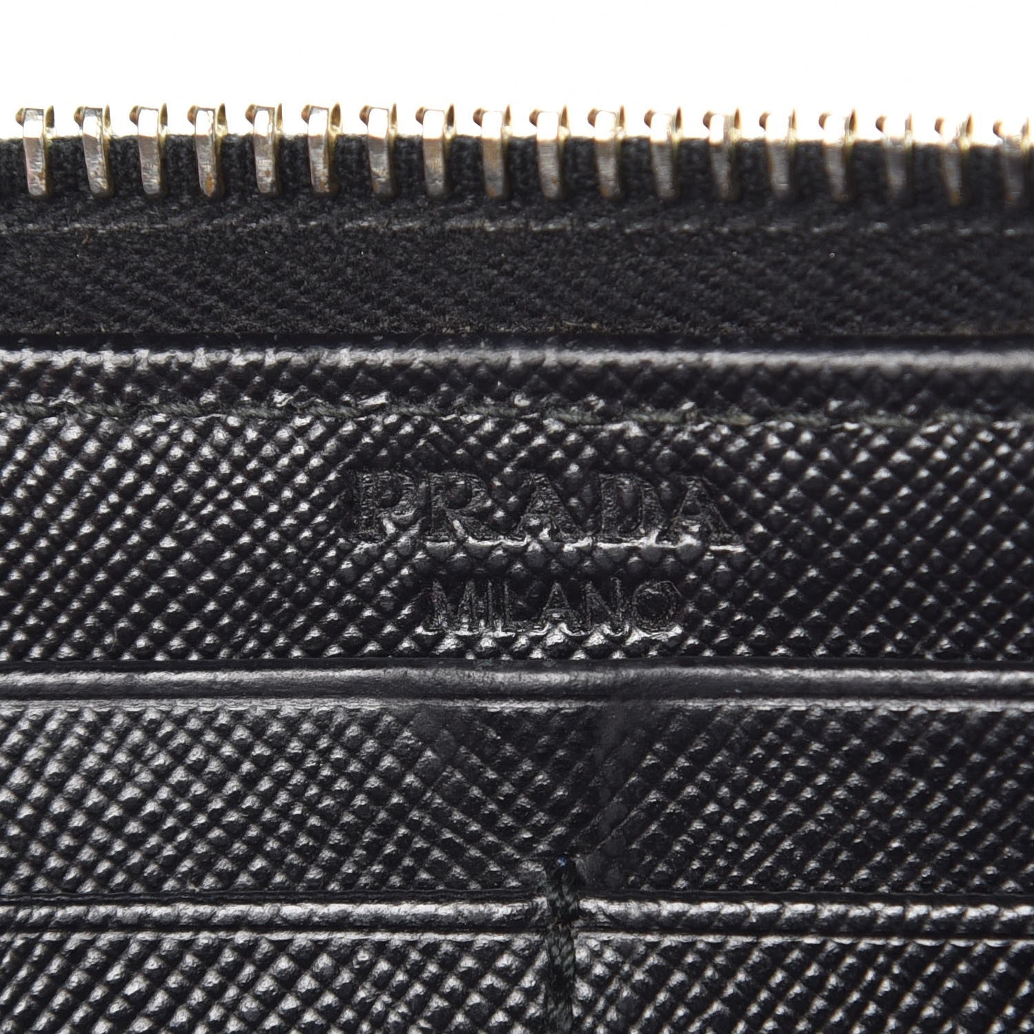 Prada Saffiano Zip Around Wallet Black 6 of 10