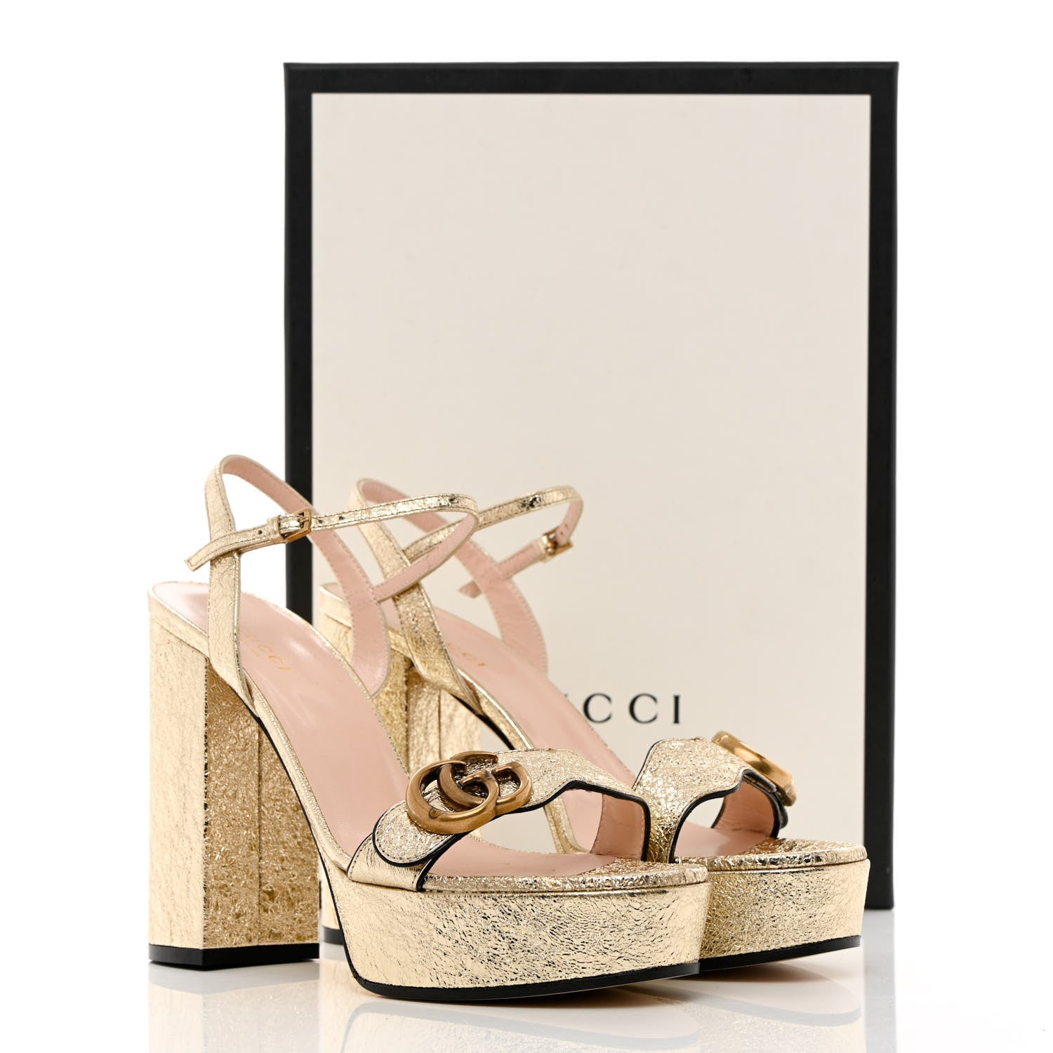 Gucci Galassia GG Marmont Ankle Wrap 30/115mm Platform Sandals 38 Platino 11 of 11