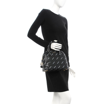 Balenciaga Calfskin Allover Logo S Ville Top Handle Bag Black White 3 of 9