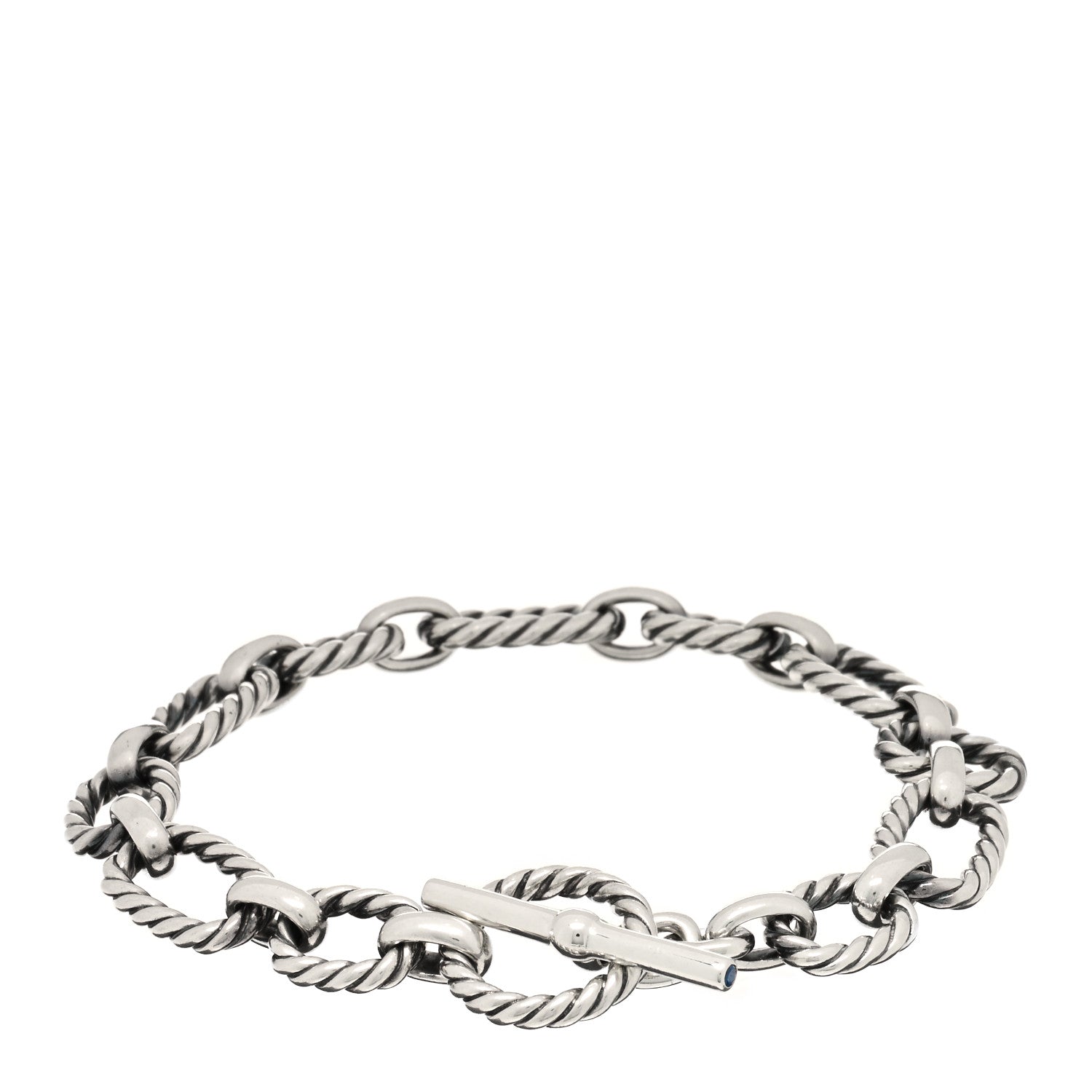David Yurman Sterling Silver Blue Sapphire 9.5mm Cushion Link Bracelet 2 of 3