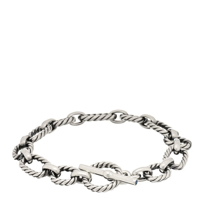 David Yurman Sterling Silver Blue Sapphire 9.5mm Cushion Link Bracelet 2 of 3