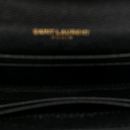 Saint Laurent Grain De Poudre Matelasse Chevron Small Monogram Envelope Wallet Black 5 of 7