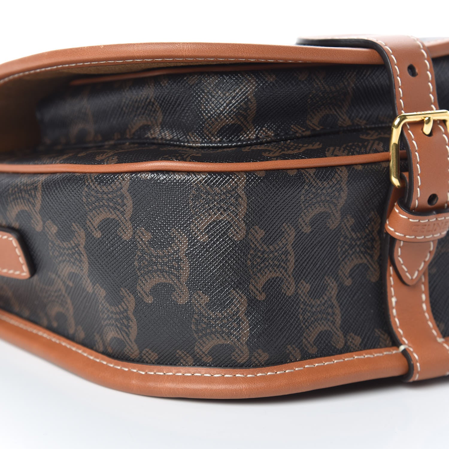 Celine Triomphe Canvas Medium Folco Bag Tan 10 of 11
