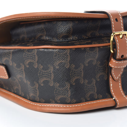 Celine Triomphe Canvas Medium Folco Bag Tan 10 of 11