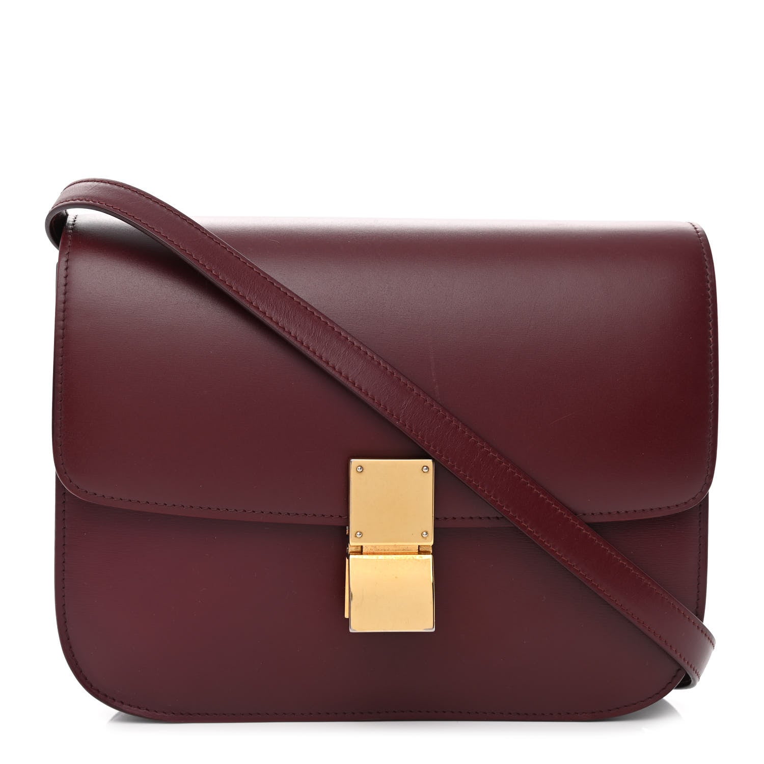 Celine Box Calfskin Medium Classic Box Flap Bag Burgundy 1 of 15