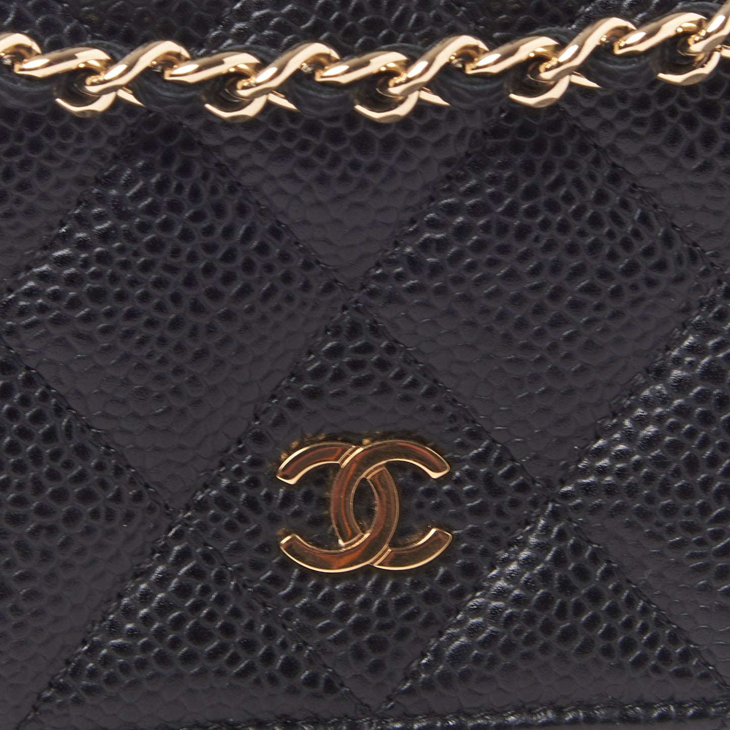 Caviar Quilted Wallet On Chain WOC Black