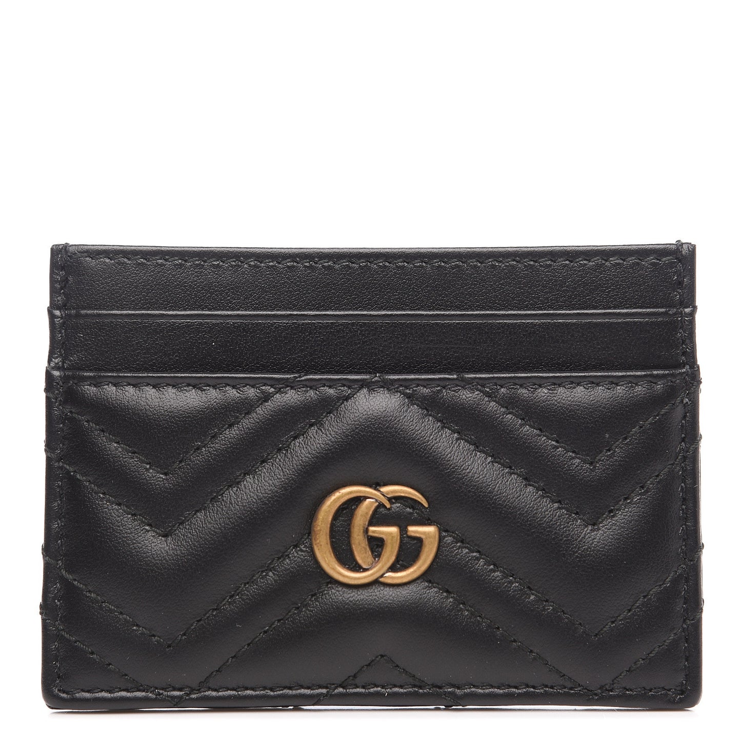 Calfskin Matelasse GG Marmont Card Holder Black