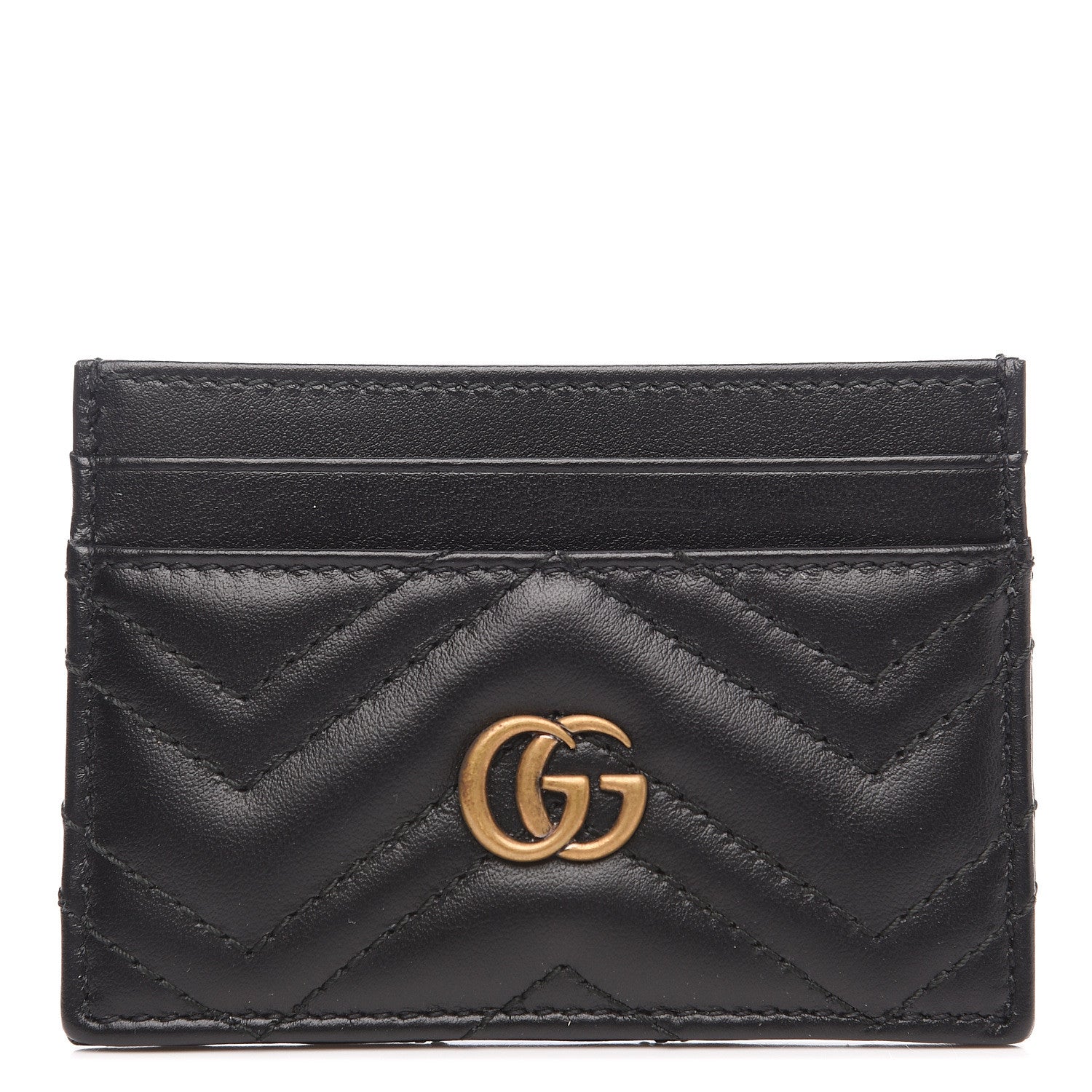 Gucci Calfskin Matelasse GG Marmont Card Holder Black 1 of 6