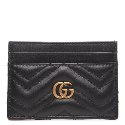Gucci Calfskin Matelasse GG Marmont Card Holder Black 1 of 6