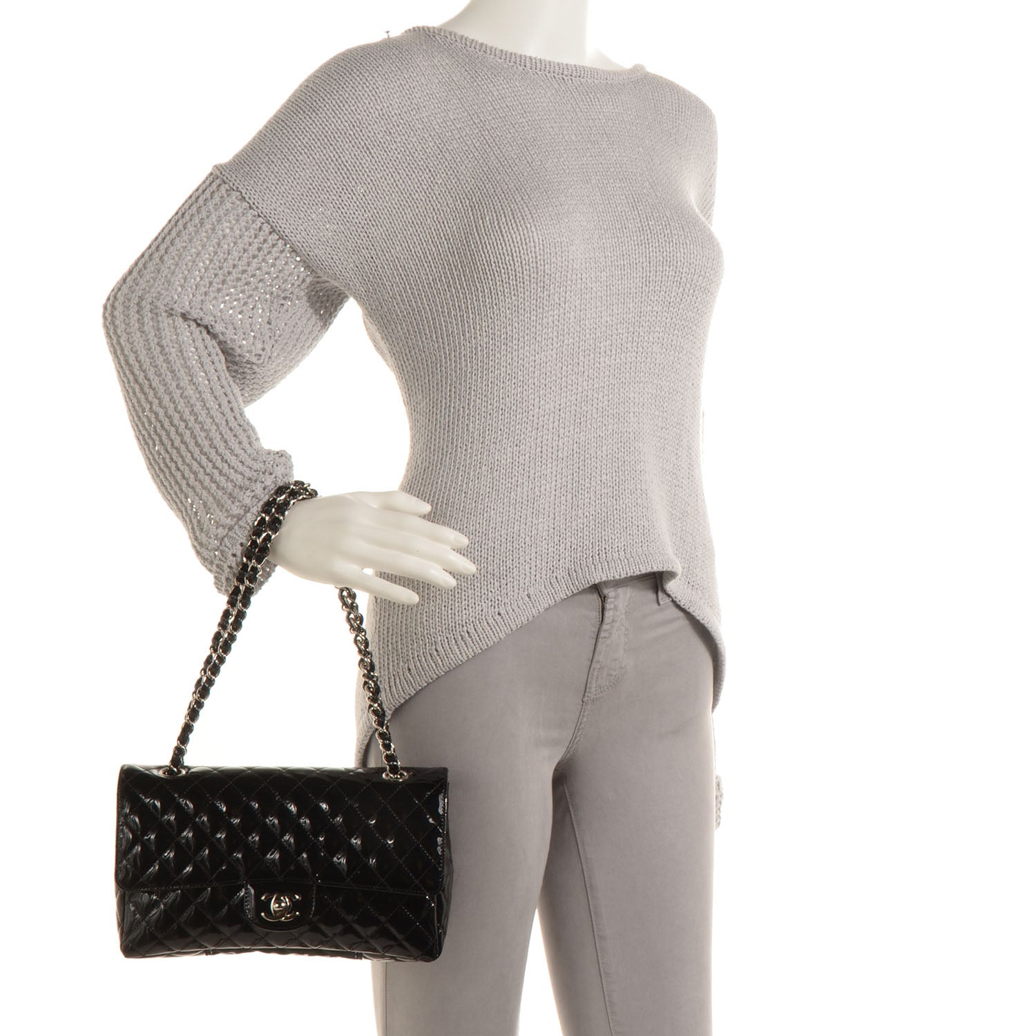 Chanel Patent Secret Label Medium Flap Black 2 of 8