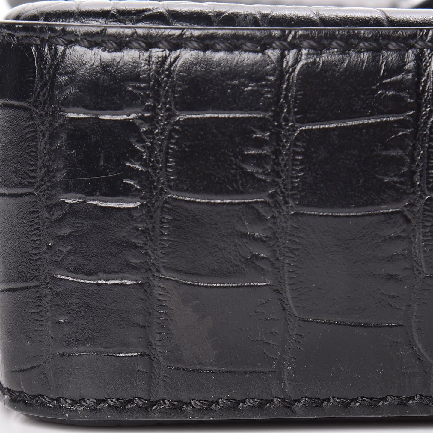 Calfskin Crocodile Embossed Mini Nobile Shoulder Bag Black