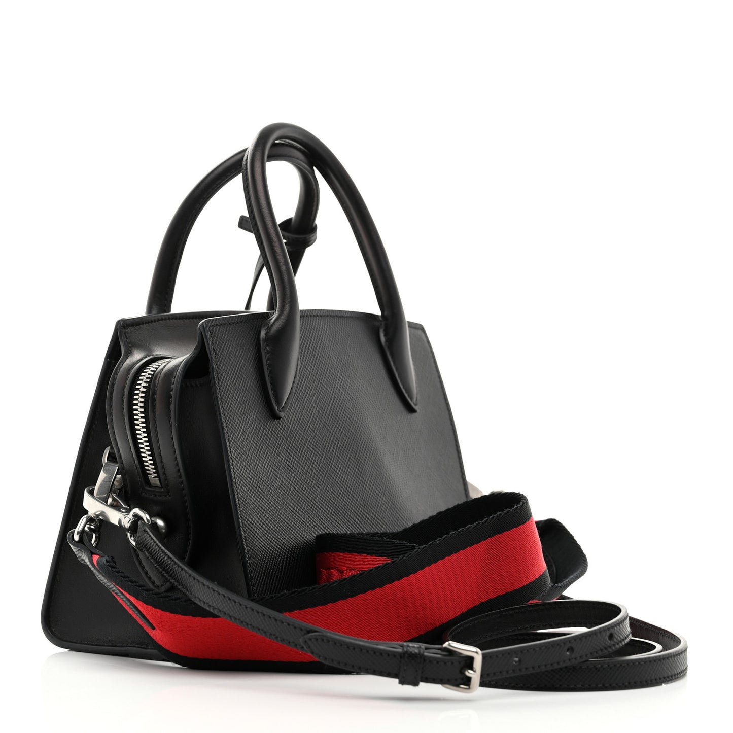 Saffiano Cuir Calfskin Mini Monochrome Top Handle Tote Black