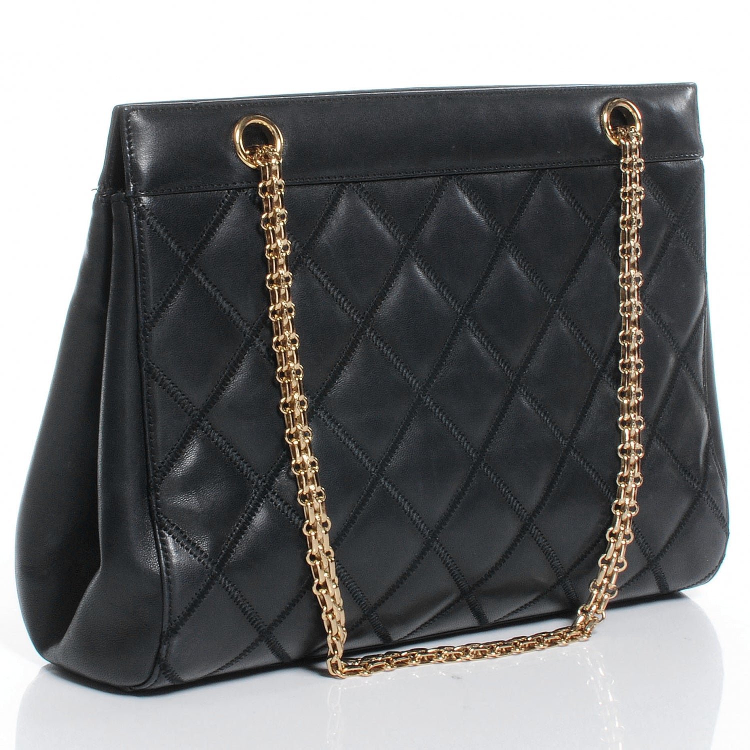 Chanel Lambskin Shopping Tote Black 3 of 7