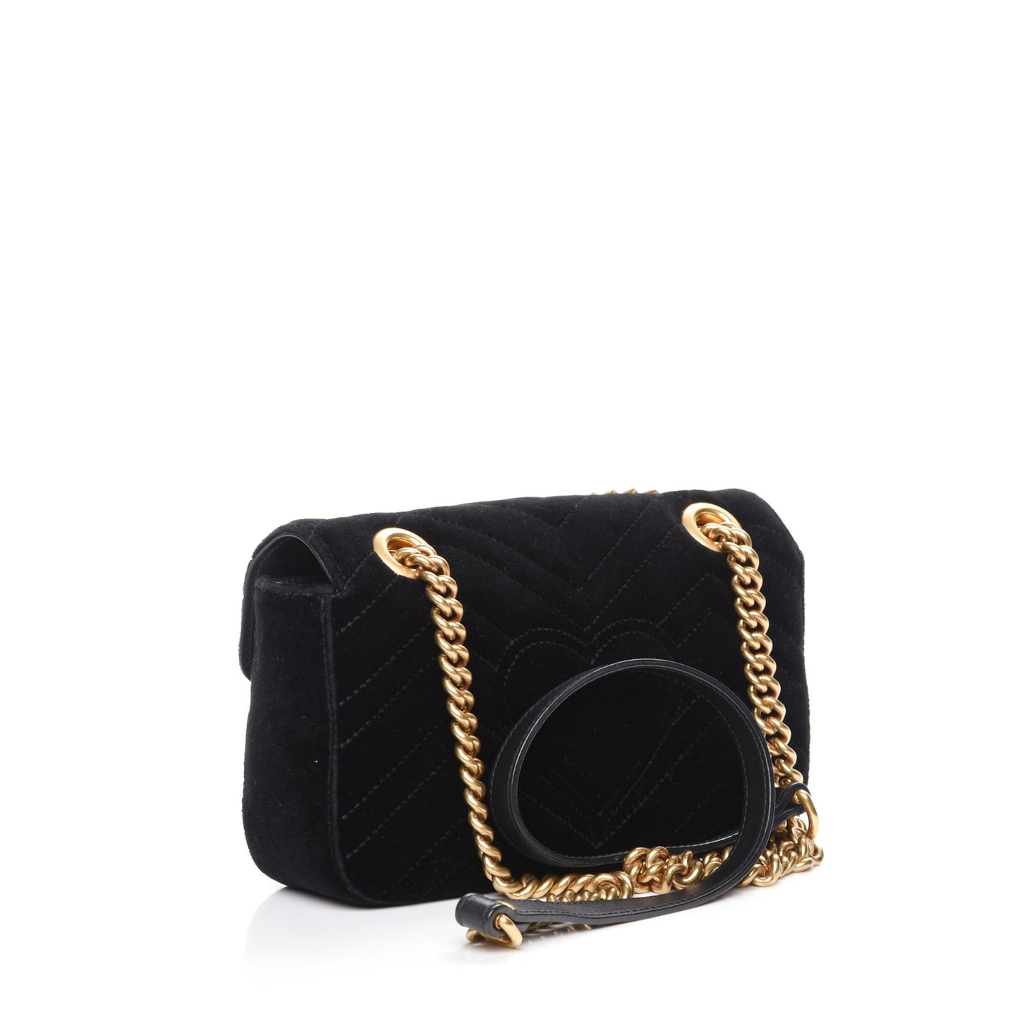 Velvet Matelasse Mini GG Marmont Shoulder Bag Black