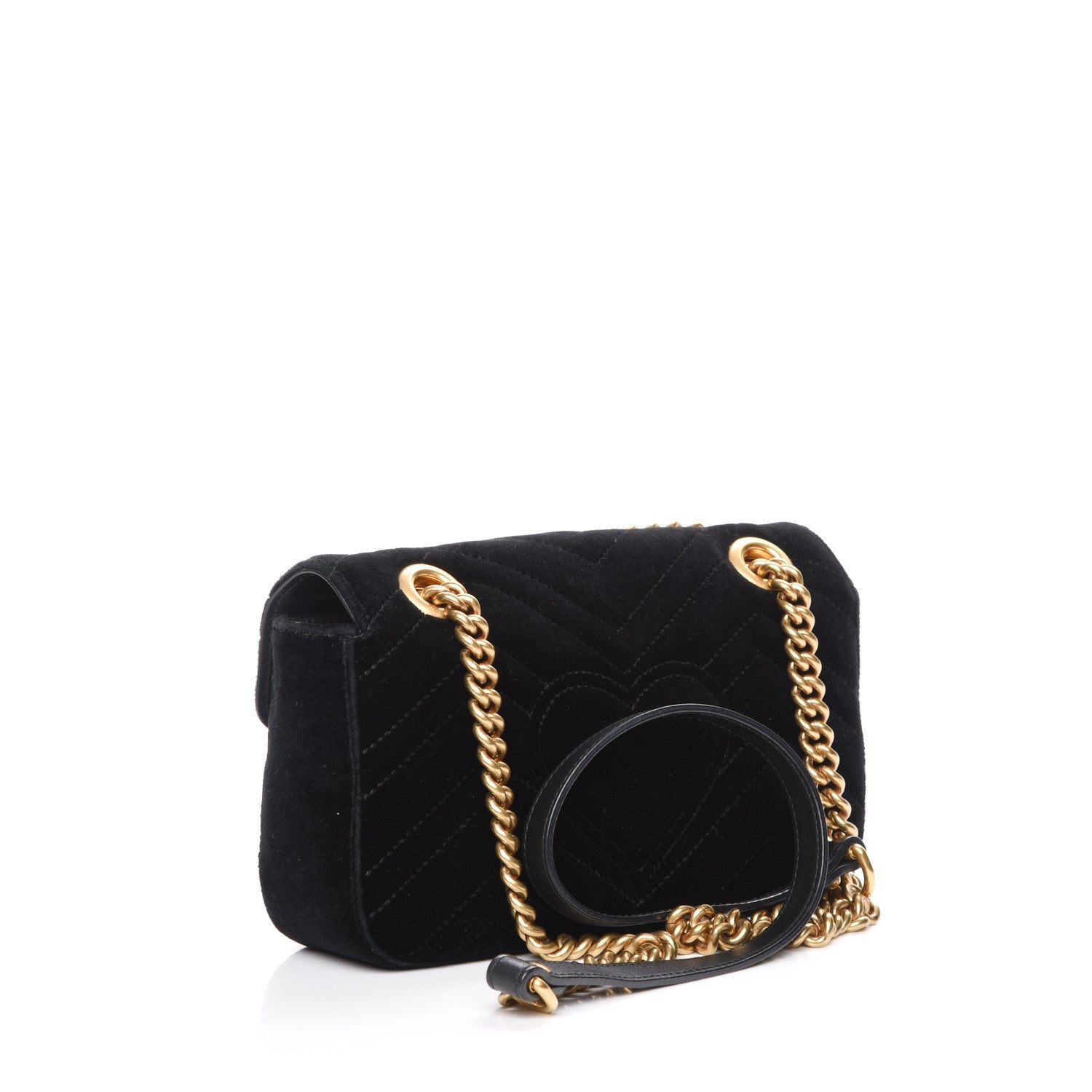 Gucci Velvet Matelasse Mini GG Marmont Shoulder Bag Black 3 of 7