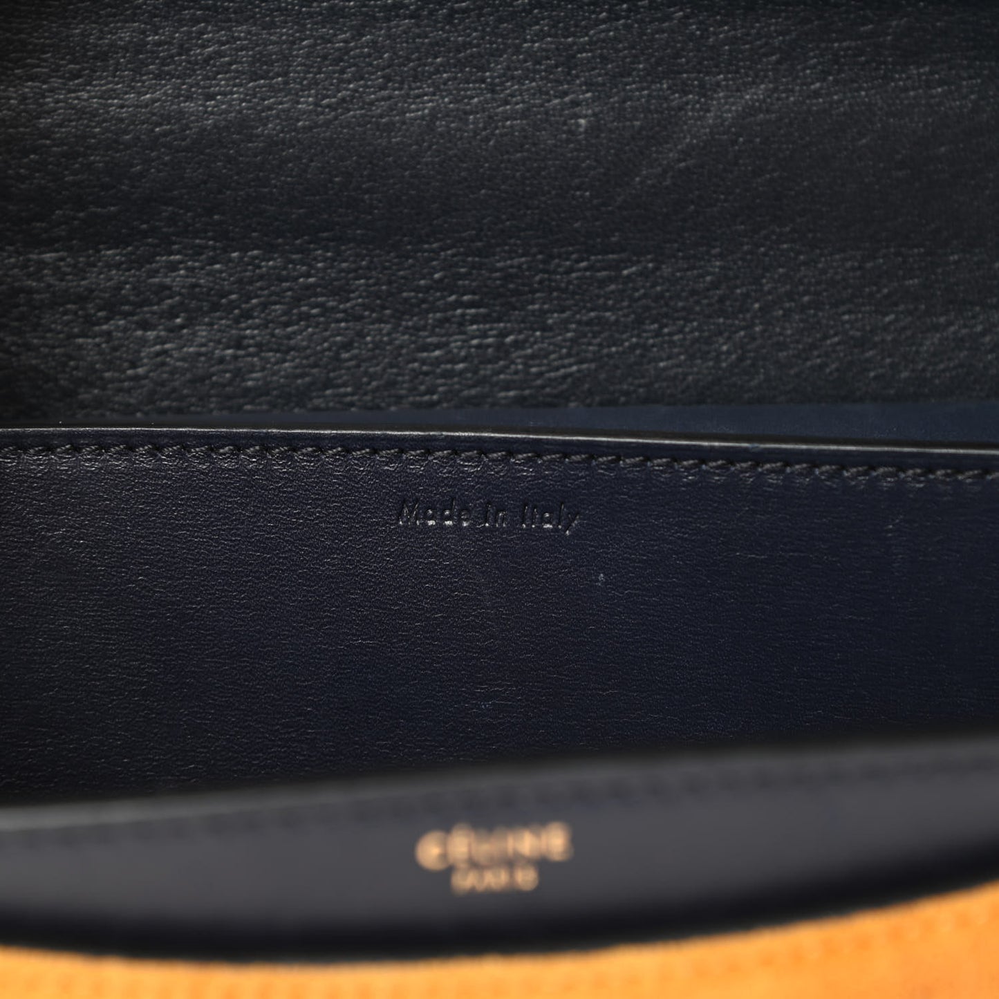 Calfskin Suede Bi-Color Small Case Flap Navy Blue Yellow