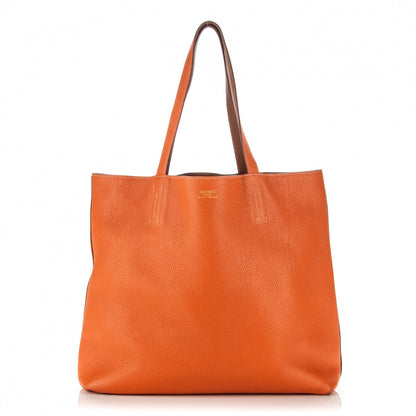 Hermes Taurillon Clemence Double Sens 36 Reversible Tote Gold Orange 1 of 17