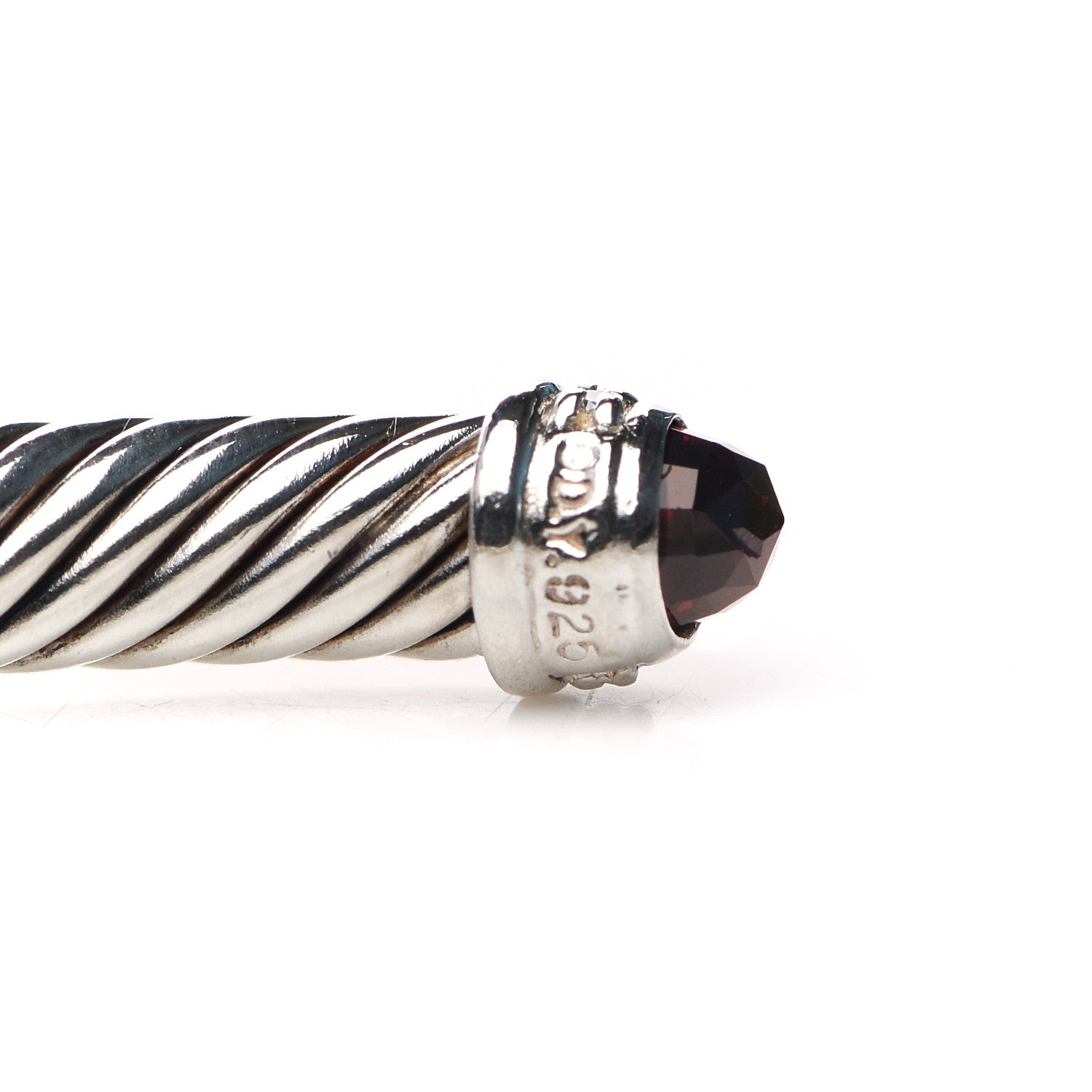 David Yurman Sterling Silver Diamond Garnet 5mm Cable Classics Bracelet 3 of 4