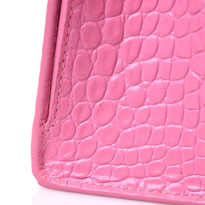 Balenciaga Shiny Calfskin Crocodile Embossed Small Hourglass Sling Shoulder Bag Baby Pink 13 of 15