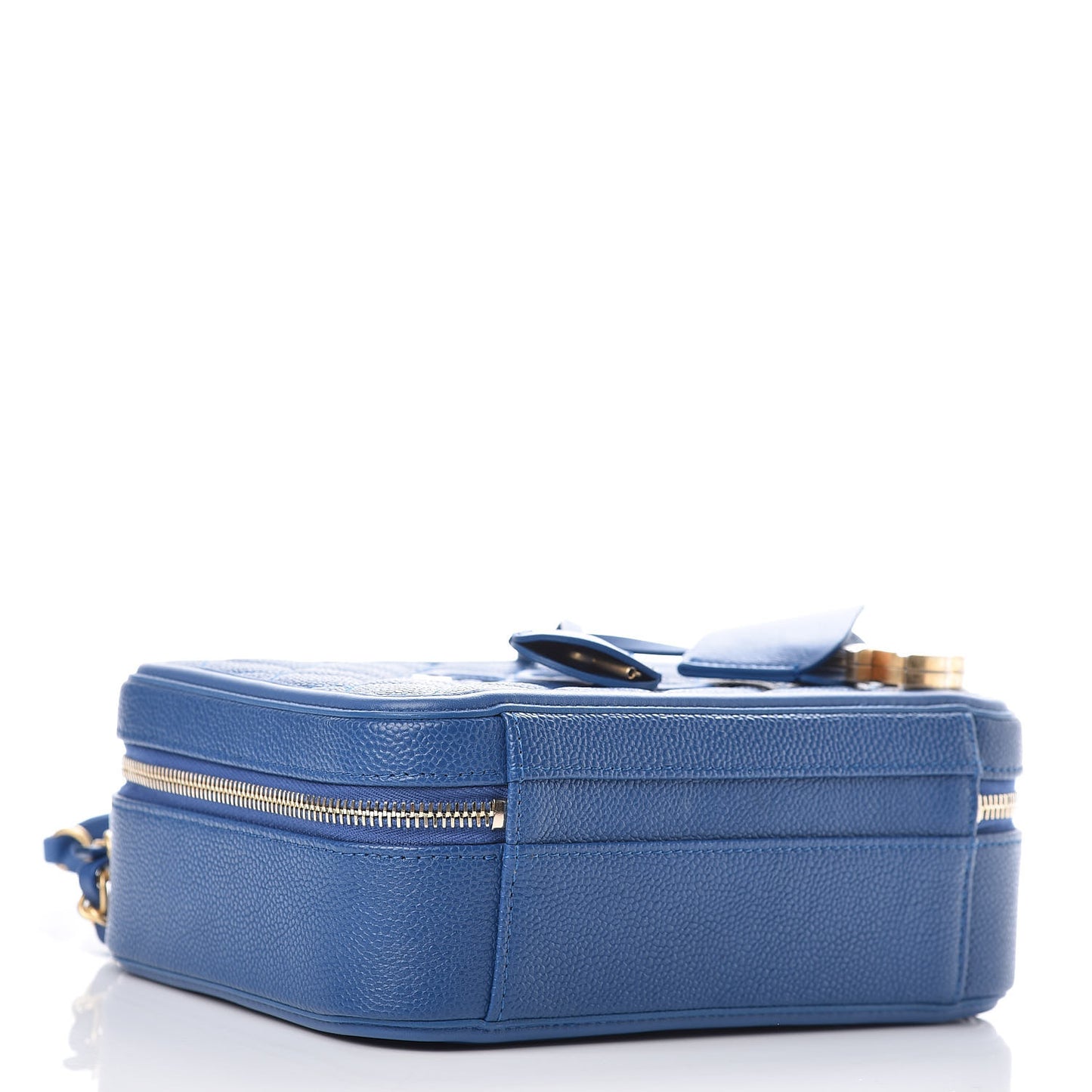 Caviar Quilted Medium CC Filigree Vanity Case Dark Blue
