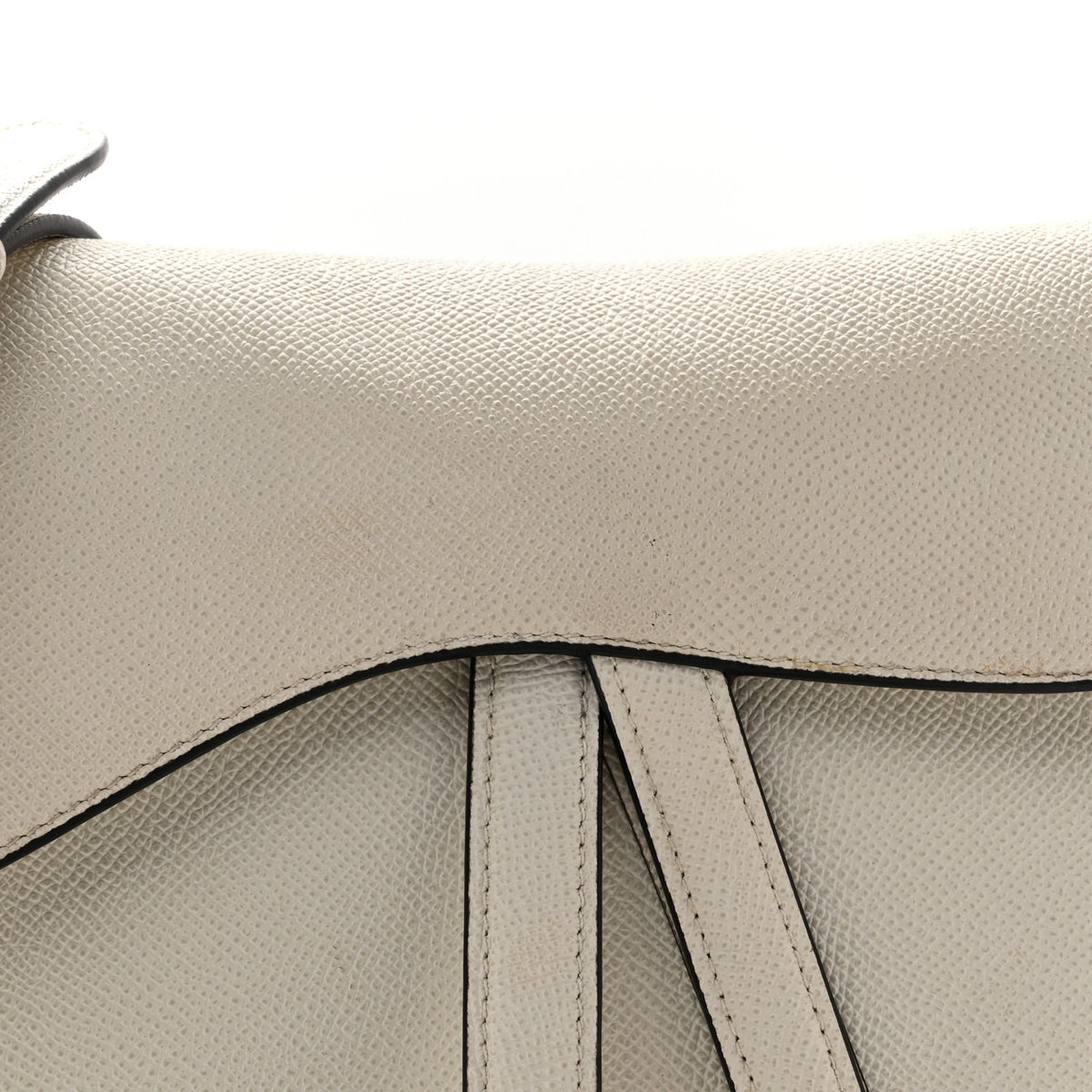 Grained Calfskin Saddle Bag With Strap Latte